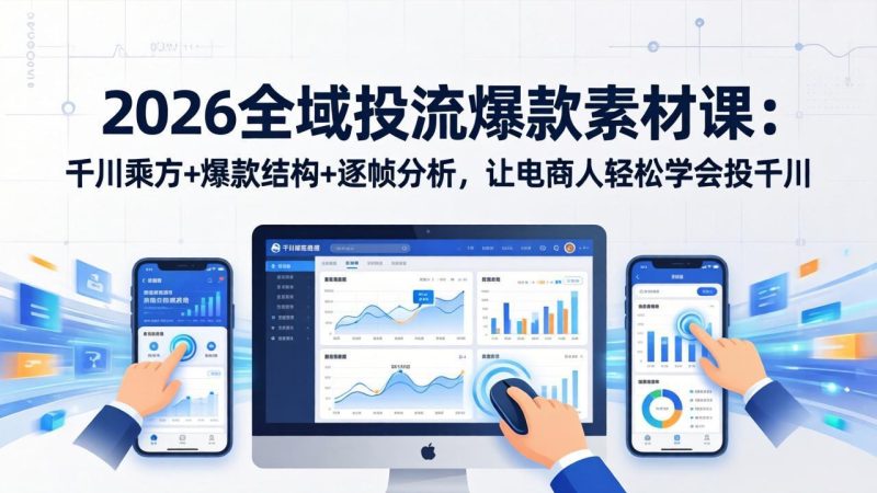2026全域投流爆款素材课：千川乘方+爆款结构+逐帧分析，让电商人轻松学会投千川-咖脉互联