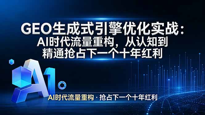 GEO 生成式引擎优化实战：AI时代流量重构，从认知到精通抢占下一个十年红利-咖脉互联