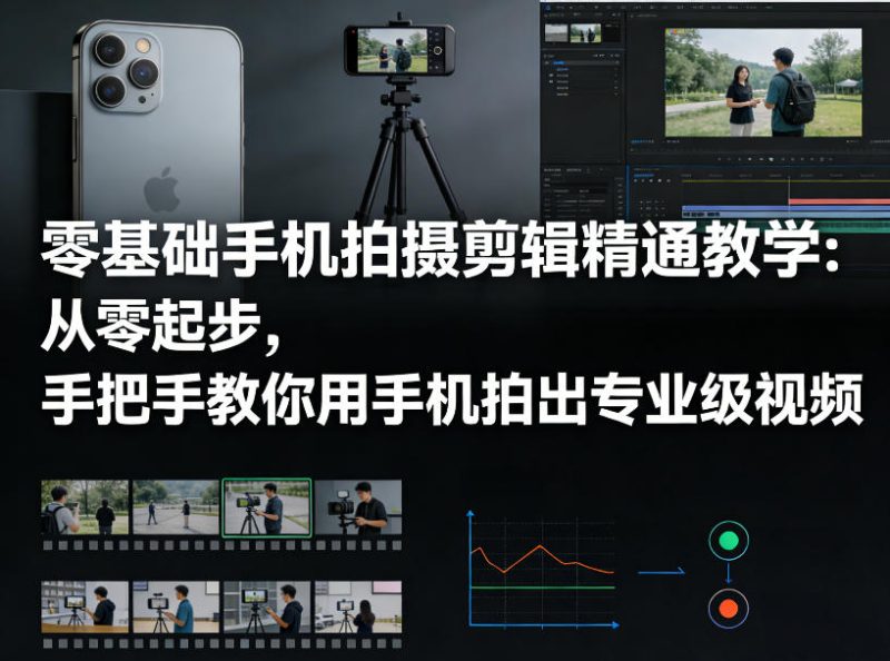 零基础手机拍摄剪辑精通教学：从零起步，手把手教你用手机拍出专业级视频-咖脉互联