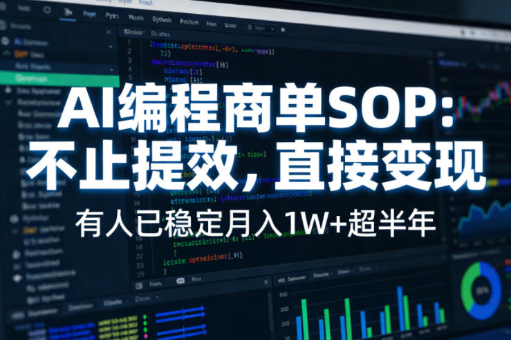AI编程商单SOP,AI编程不能只给工作提效,还要直接变现,有人已经稳定月入1W+半年了-咖脉互联