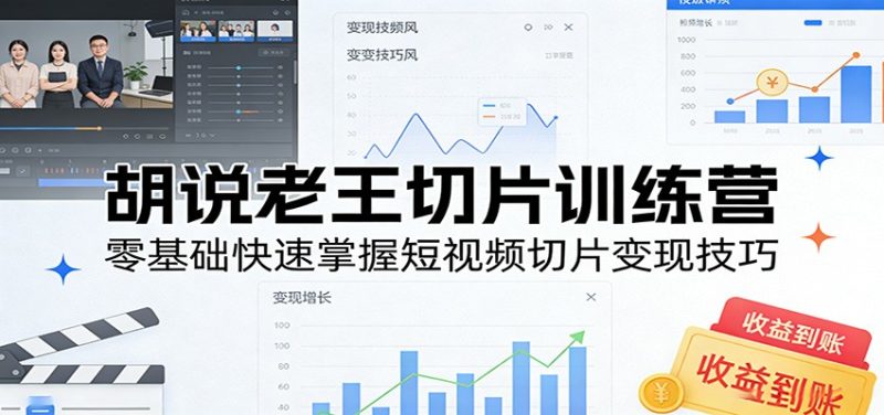 胡说老王切片训练营,零基础快速掌握短视频切片变现技巧-咖脉互联