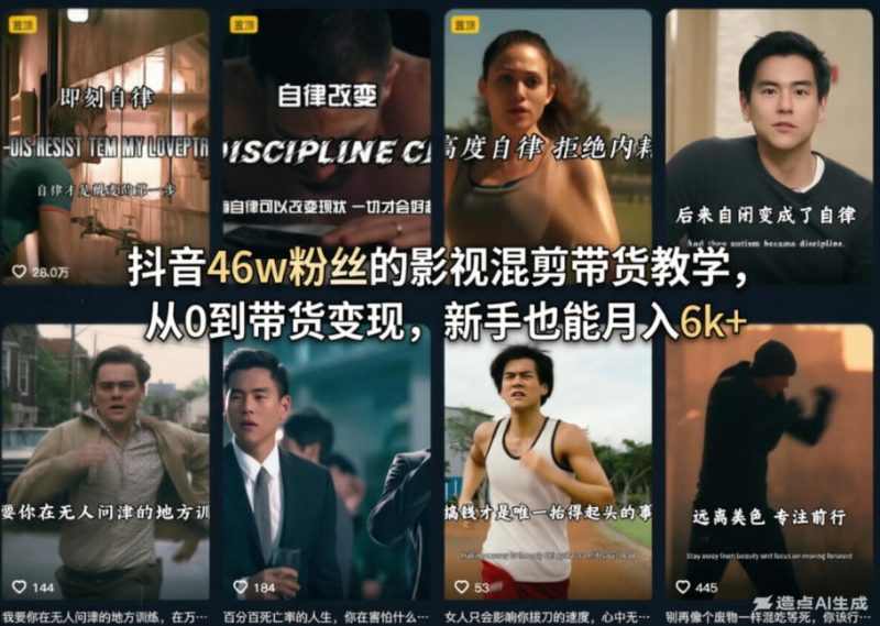 抖音46w粉丝的影视混剪带货教学,从0到带货变现,新手也能月入6k+-咖脉互联