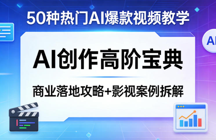 50种热门AI爆款视频教学,AI创作高阶宝典,商业落地攻略+影视案例拆解-咖脉互联