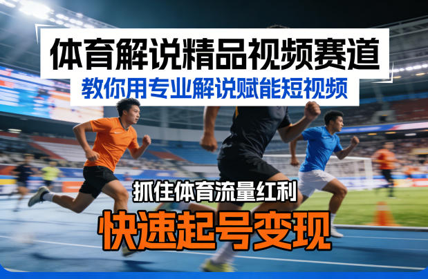 体育解说精品视频赛道,教你用专业解说赋能短视频,抓住体育流量红利,快速起号变现-咖脉互联