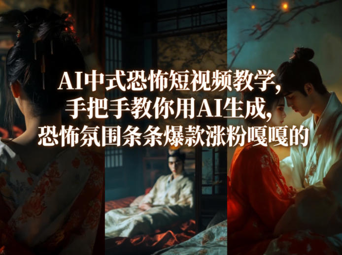 AI中式恐怖短视频教学,手把手教你用AI生成,恐怖氛围条条爆款涨粉嘎嘎的-咖脉互联