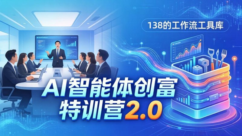 AI智能体创富训练营2.0:3天闭门直播+视频课+工具库,从0到1搭建智能体附138个工作流-咖脉互联