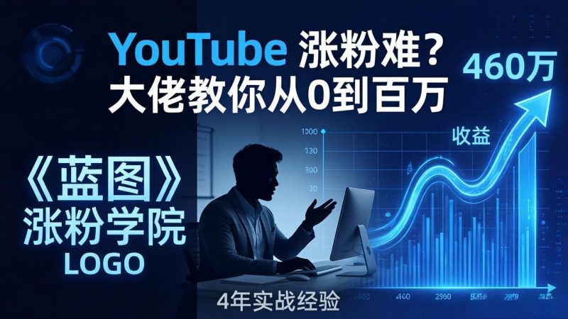 YouTube 涨粉难?《蓝图涨粉学院》:4 年赚 460 万的大佬教策略,从0到百万有路径!-咖脉互联