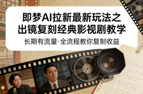 即梦AI拉新最新玩法之出镜复刻经典影视剧教学,长期有流量,全流程教你复制收益-咖脉互联