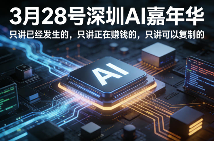3月28号深圳AI嘉年华,只讲已经发生的,只讲正在賺钱的,只讲可以复制的-咖脉互联