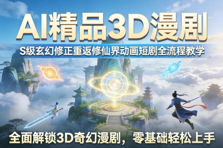 AI精品3D漫剧S级玄幻修正重返修仙界动画短剧全流程教学,全面解锁3D奇幻漫剧,零基础轻松上手-咖脉互联