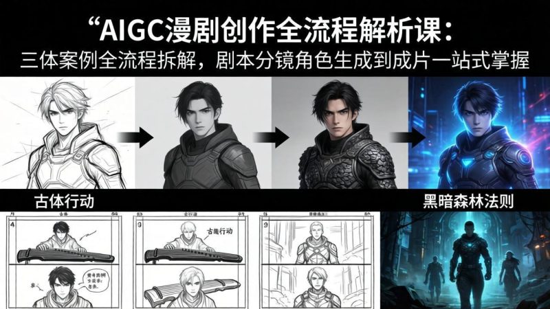 AIGC漫剧创作全流程解析课:三体案例全流程拆解,剧本分镜角色生成到成片一站式掌握-咖脉互联