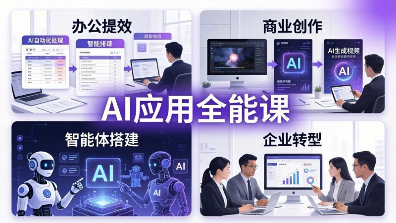 AIGC 应用全能课:办公提效、商业创作、智能体搭建、企业转型,一站式学会AI应用-咖脉互联