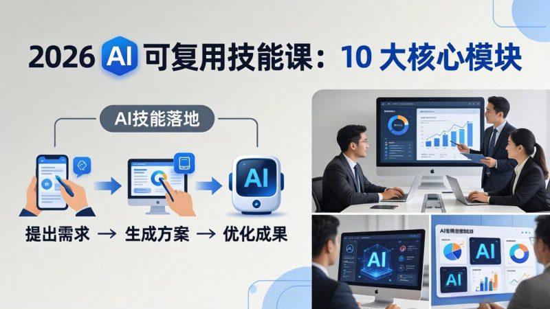 2026AI可复用技能-4月新课：10大核心模块，手把手教你把AI用进工作、产出成果-咖脉互联