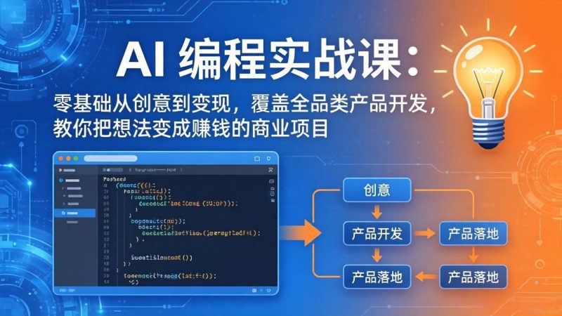 AI编程实战课-第三期-更新：零基础从创意到变现，覆盖全品类产品开发，把想法变成赚钱的项目-咖脉互联