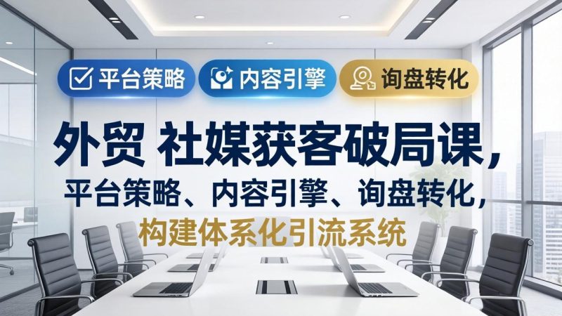 外贸 社媒获客破局课,平台策略、内容引擎、询盘转化,构建体系化引流系统(更新26年3月-咖脉互联