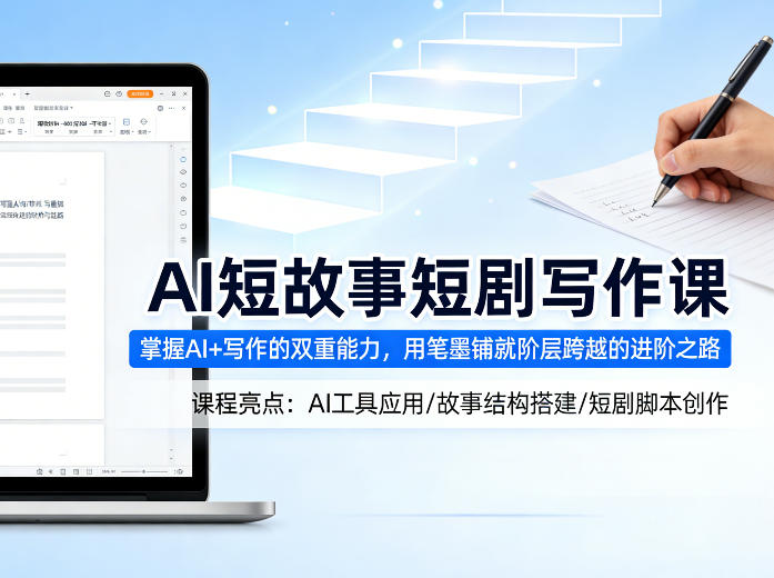 AI短故事短剧写作课,掌握AI+写作的双重能力,用笔墨铺就阶层跨越的进阶之路-咖脉互联