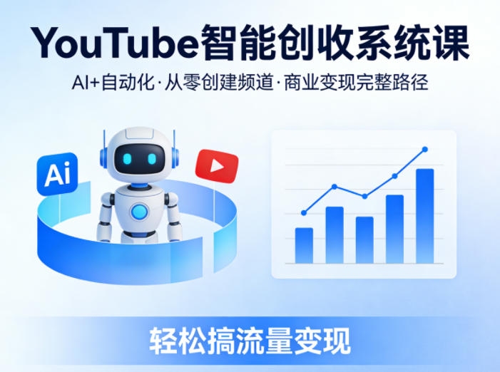 YouTube智能创收系统课,AI+自动化,从零创建YouTube频道并实现商业变现的完整路径,轻松搞流量变现-咖脉互联