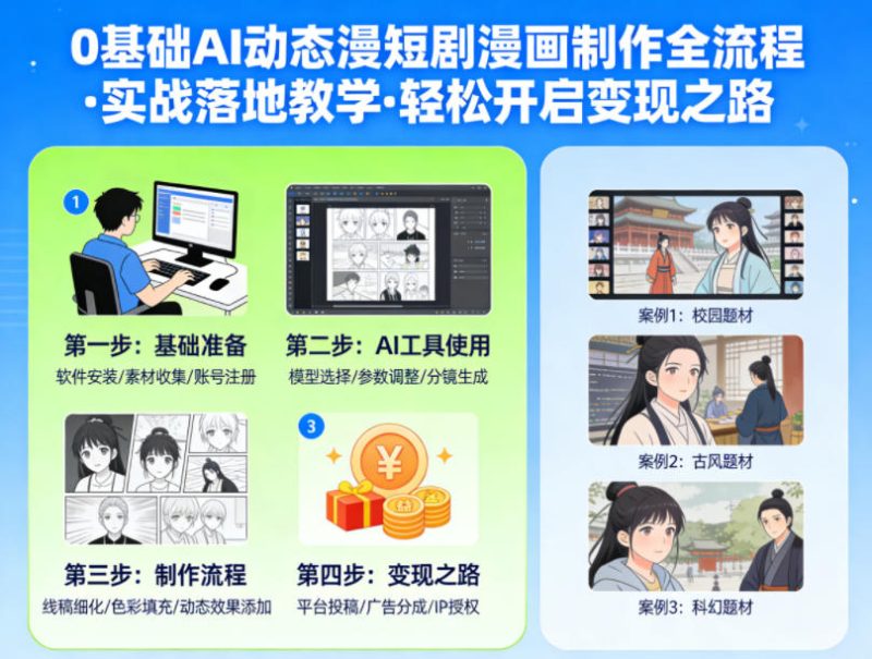 0基础AI动态漫短剧漫画制作全流程，实战落地教学，轻松开启变现之路-咖脉互联