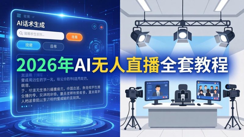 2026年AI无人直播全套教程：OBS安装+软件配置+直播间搭建+话术生成+一键开播实操-咖脉互联
