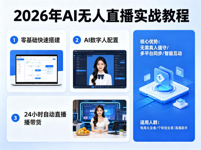 2026年AI无人直播实战教程，零基础也能快速搭建AI数字人无人直播间，实现24小时自动直播带货-咖脉互联
