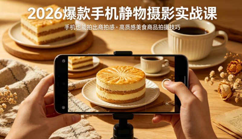 2026爆款手机静物摄影实战课,手机也能拍出商拍感,学会拍出高质感美食商品-咖脉互联