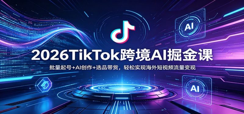 2026TikTok跨境AI掘金课:批量起号+AI创作+选品带货,轻松实现海外短视频流量变现-咖脉互联