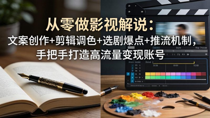 从零做影视解说:文案创作+剪辑调色+选剧爆点+推流机制,手把手打造高流量变现账号-咖脉互联