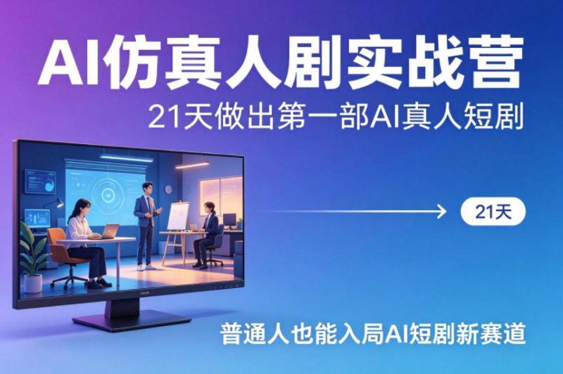 AI仿真人剧实战营，21天做出第一部AI真人短剧，普通人也能入局AI短剧新赛道-咖脉互联