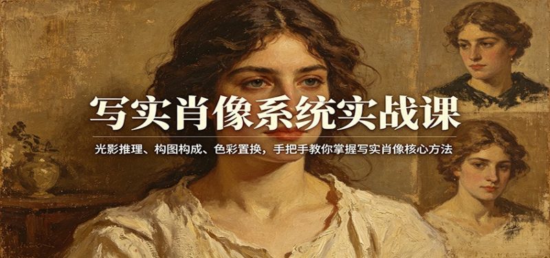 写实肖像系统实战课:光影推理、构图构成、色彩置换,手把手教你掌握写实肖像核心方法-咖脉互联