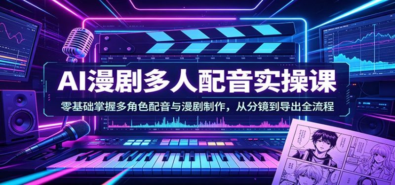AI漫剧多人配音实操课：零基础掌握多角色配音与漫剧制作，从分镜到导出全流程-咖脉互联