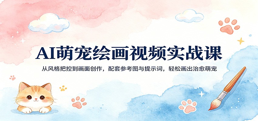 图片[1]-AI萌宠绘画视频实战课：从风格把控到画面创作，配套参考图与提示词，轻松画出治愈萌宠-咖脉互联