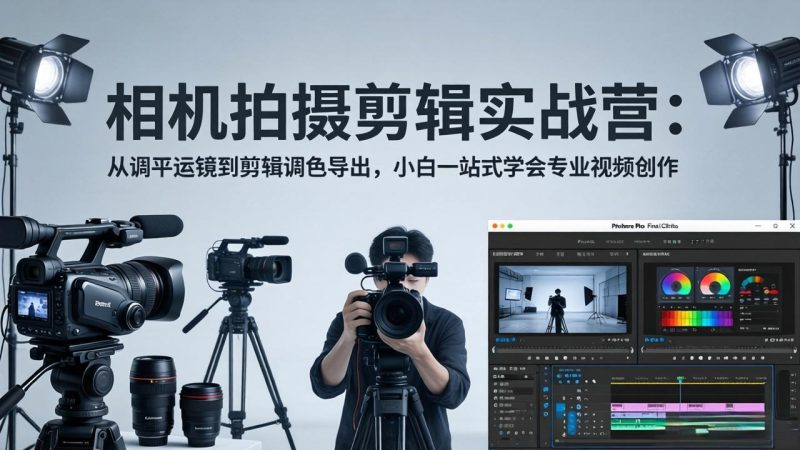 相机拍摄剪辑实战营:从调平运镜到剪辑调色导出,小白一站式学会专业视频创作-咖脉互联