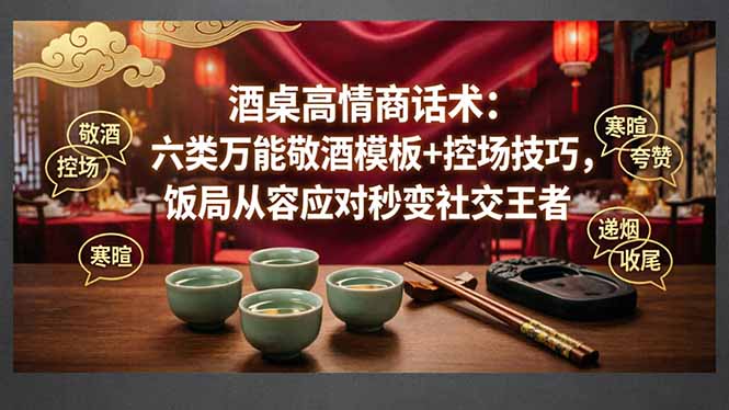 付费文章：酒桌高情商话术：六类万能敬酒模板+控场技巧，饭局从容应对秒变社交王者-咖脉互联