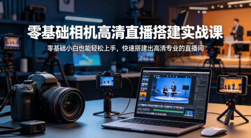 零基础相机高清直播间搭建实战课,小白也能轻松上手,快速搭建出高清专业的直播间-咖脉互联