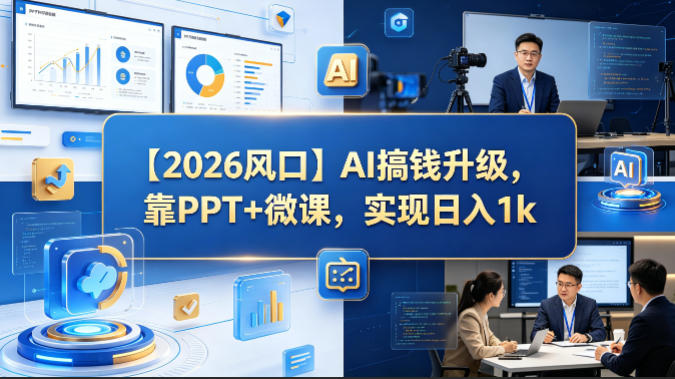 【2026风口】AI搞钱升级，靠PPT+微课，实现日入1k-咖脉互联