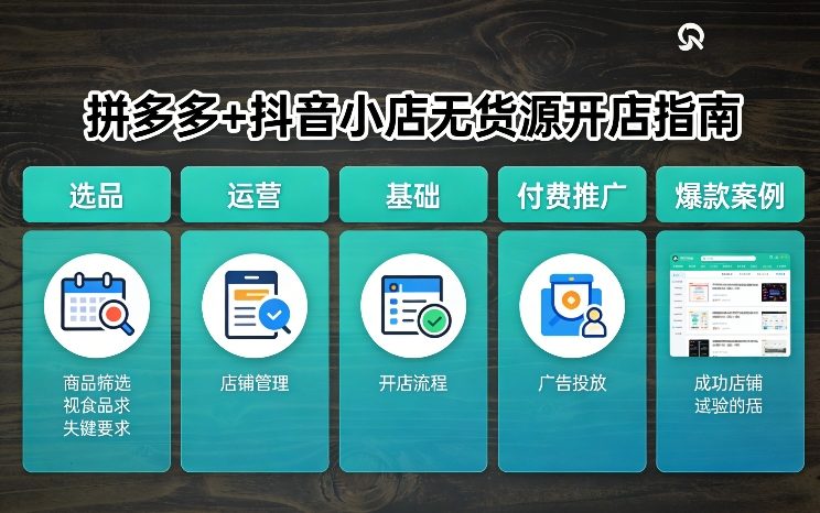 拼多多+抖音小店无货源开店,包括:选品、运营、基础、付费推广、爆款案例等(更新26年4月)-咖脉互联