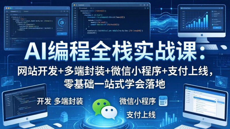 AI编程全栈实战课：网站开发+多端封装+微信小程序+支付上线，零基础一站式学会落地-咖脉互联