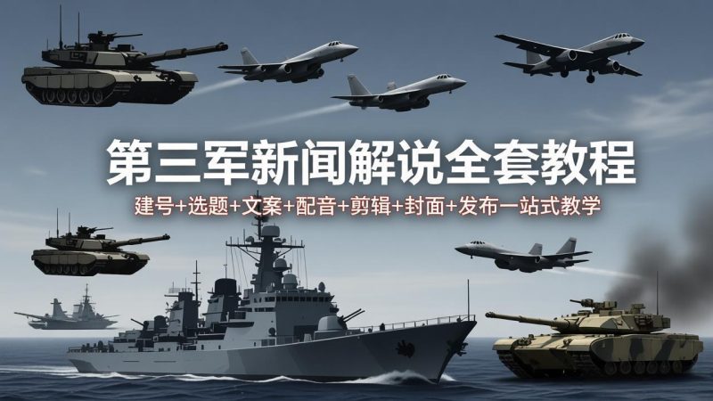 第三军迷新闻解说全套教程:建号+选题+文案+配音+剪辑+封面+发布一站式教学-咖脉互联