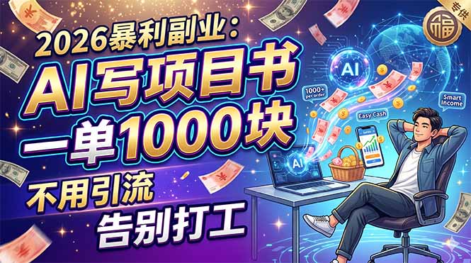 2026暴利副业:AI 写项目书,一单 1000 块,不用引流,告别打工-咖脉互联