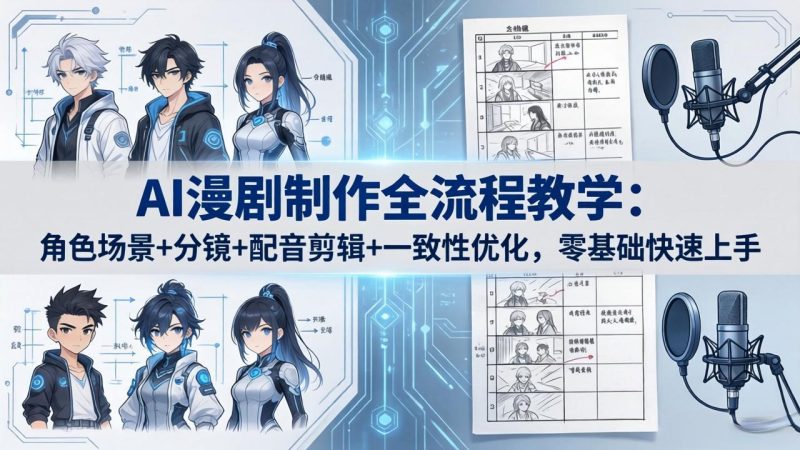 AI漫剧制作全流程教学：角色场景+分镜+配音剪辑+一致性优化，零基础快速上手-咖脉互联
