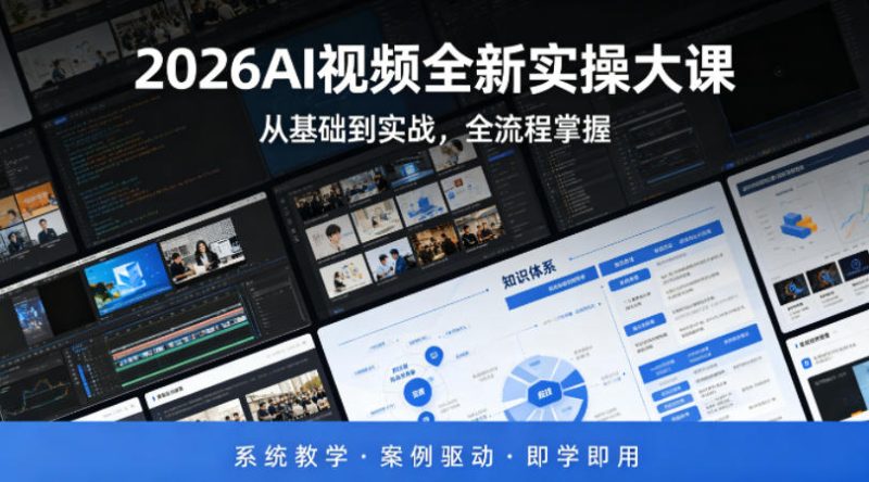 2026AI视频全新实操大课,从基础到实战,全流程掌握,系统教学·案例驱动·即学即用-咖脉互联