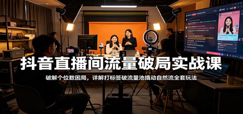 抖音直播间流量破局实战课:破解个位数困局,详解打标签破流量池撬动自然流全套玩法-咖脉互联