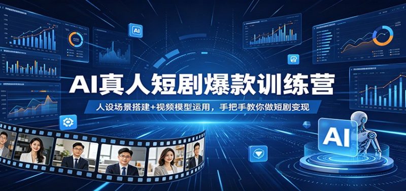 AI真人短剧爆款训练营：人设场景搭建+视频模型运用，手把手教你做短剧变现-咖脉互联