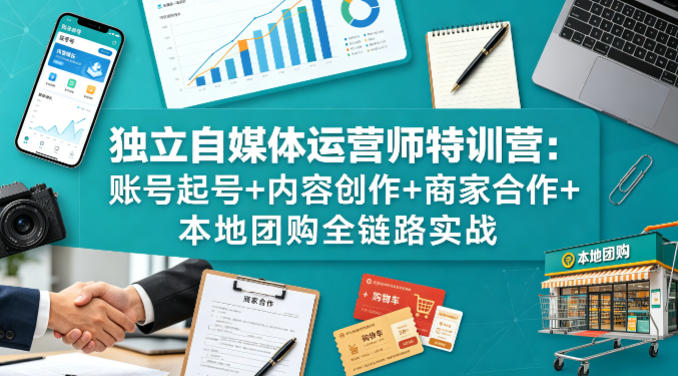 独立自媒体运营师特训营:账号起号+内容创作+商家合作+本地团购全链路实战-咖脉互联