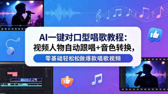 AI一键对口型唱歌教程：视频人物自动跟唱+音色转换，零基础轻松做爆款唱歌视频-咖脉互联