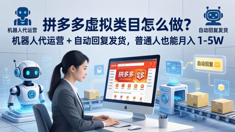 拼多多虚拟类目怎么做?机器人代运营 + 自动回复发货,普通人也能月入 1-5W-咖脉互联