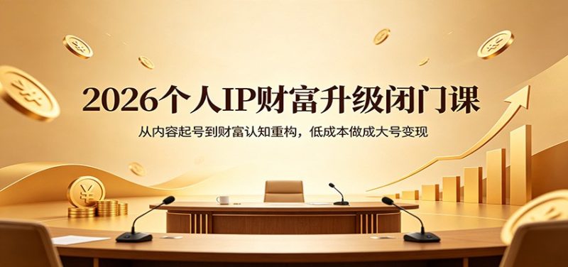 2026个人IP财富升级闭门课:从内容起号到财富认知重构,低成本做成大号变现-咖脉互联