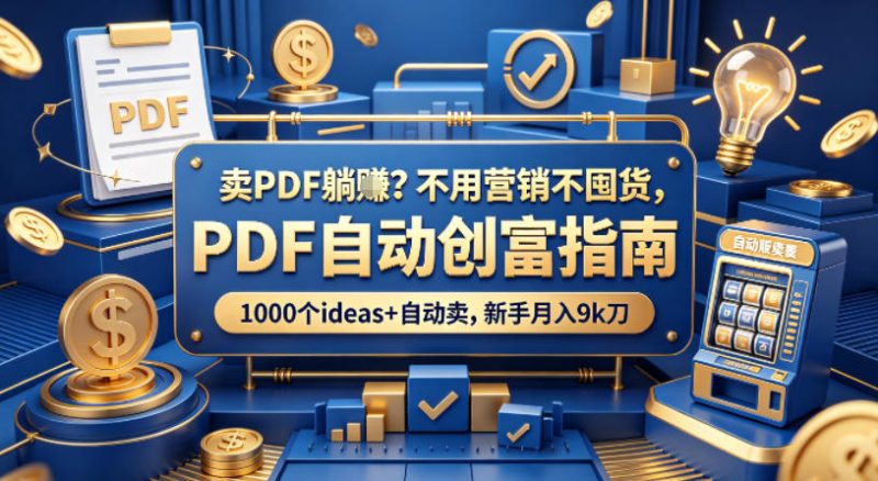 卖PDF躺賺?不用营销不囤货,PDF自动创富指南,1000个ideas+自动卖,新手月入9k刀【原创双语字幕】-咖脉互联