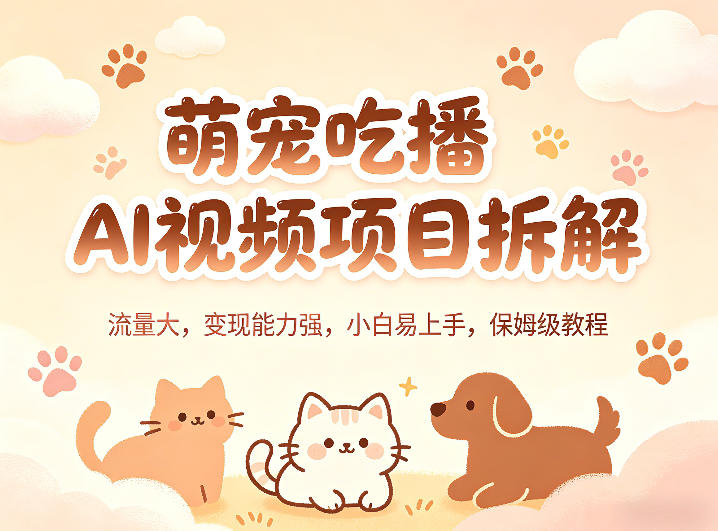 萌宠吃播AI视频项目拆解，流量大，变现能力强，小白易上手，保姆级教程-咖脉互联