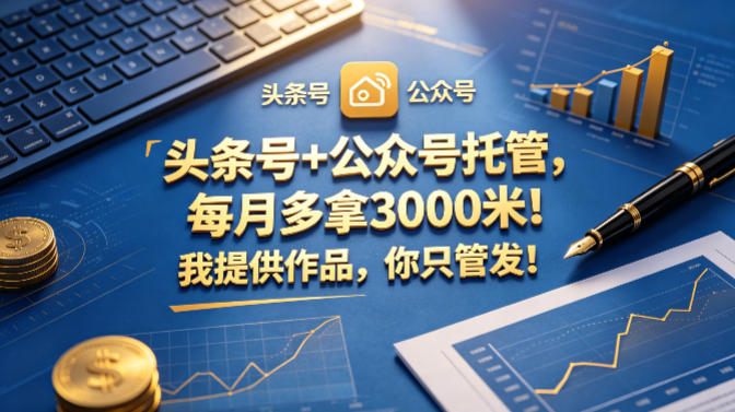 头条号+公众号托管,每月多拿3000米!我提供作品,你只管发!【揭秘】-咖脉互联
